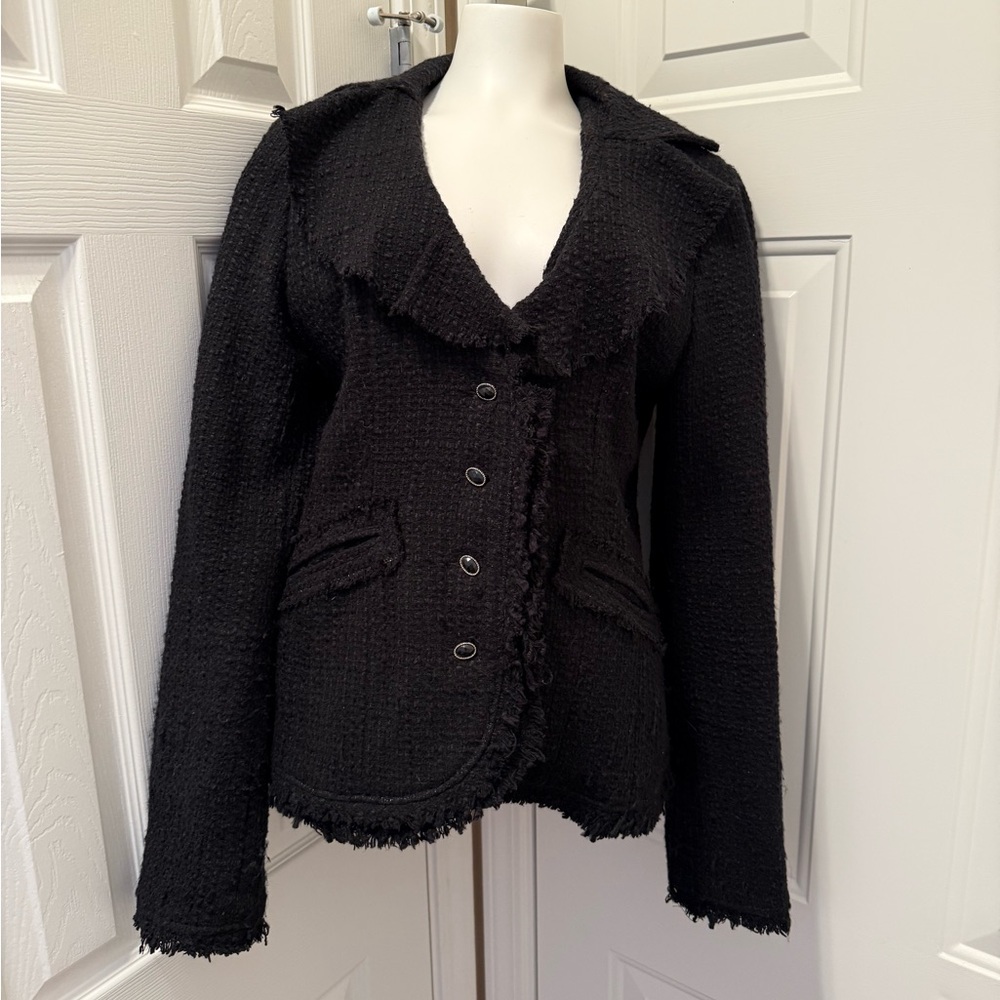 Long Elegant Legs Textured Black Blazer